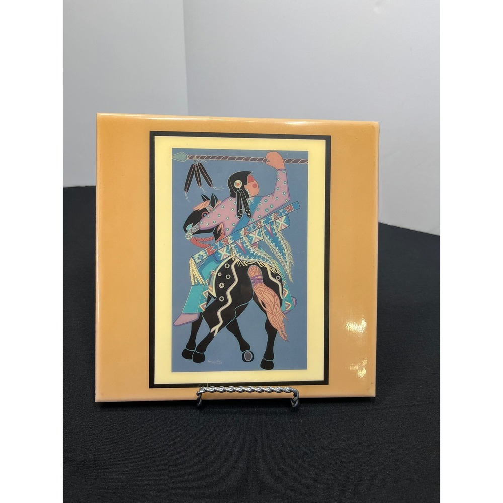 Virginia Stroud Cherokee Art Tile Native American Horseback Design Center One